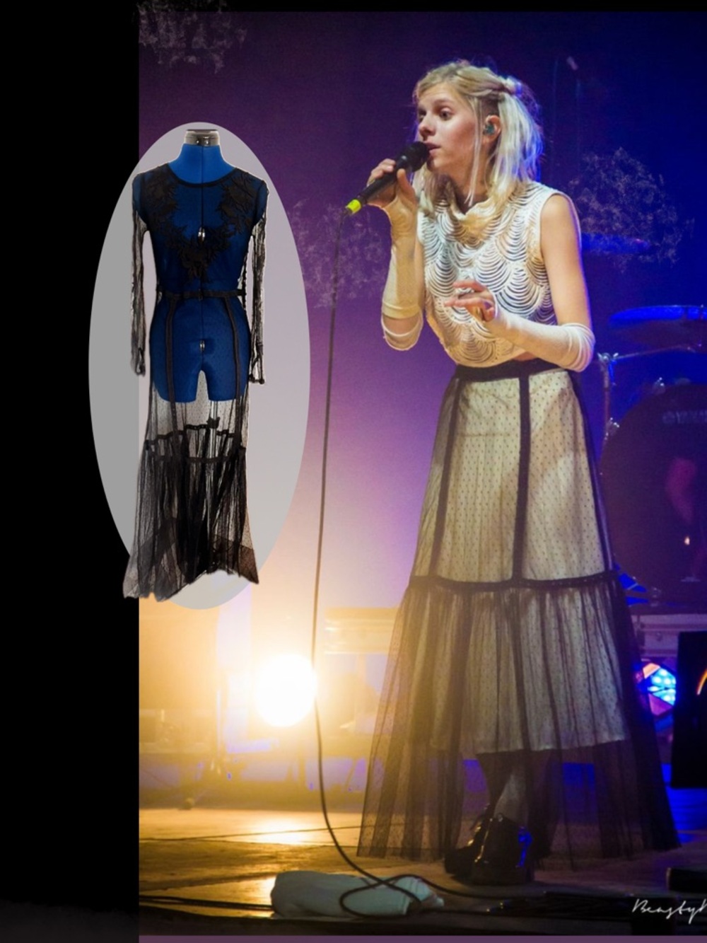 Ecote Black Sheer Lace Maxi Dress with Long Sleeves